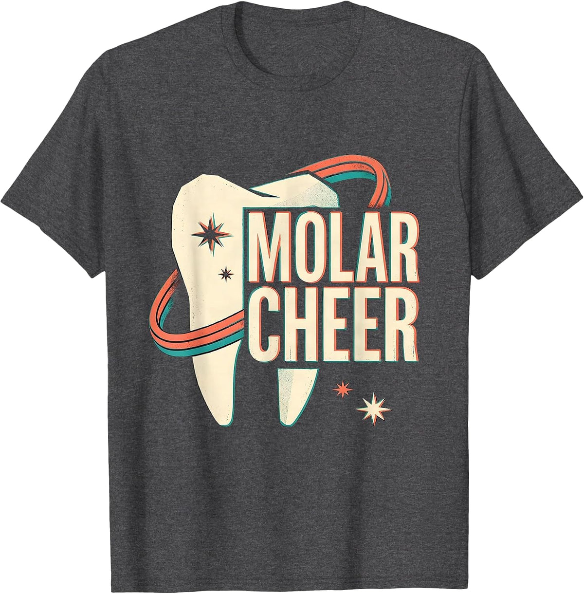 Molar Cheer Midcentury Modern Dental Christmas Humor Dental T-Shirt - Dark Heather Grey