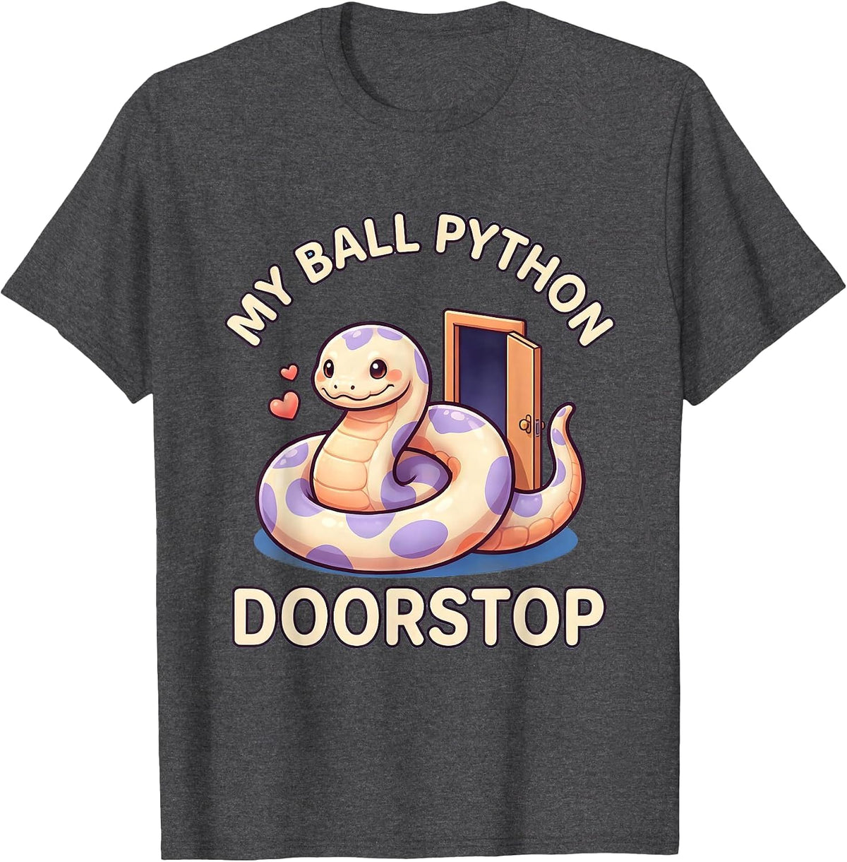 Men's My Ball Python Doorstop Cute Kawaii Reptile Lover Snake T-Shirt - Dark Heather Grey