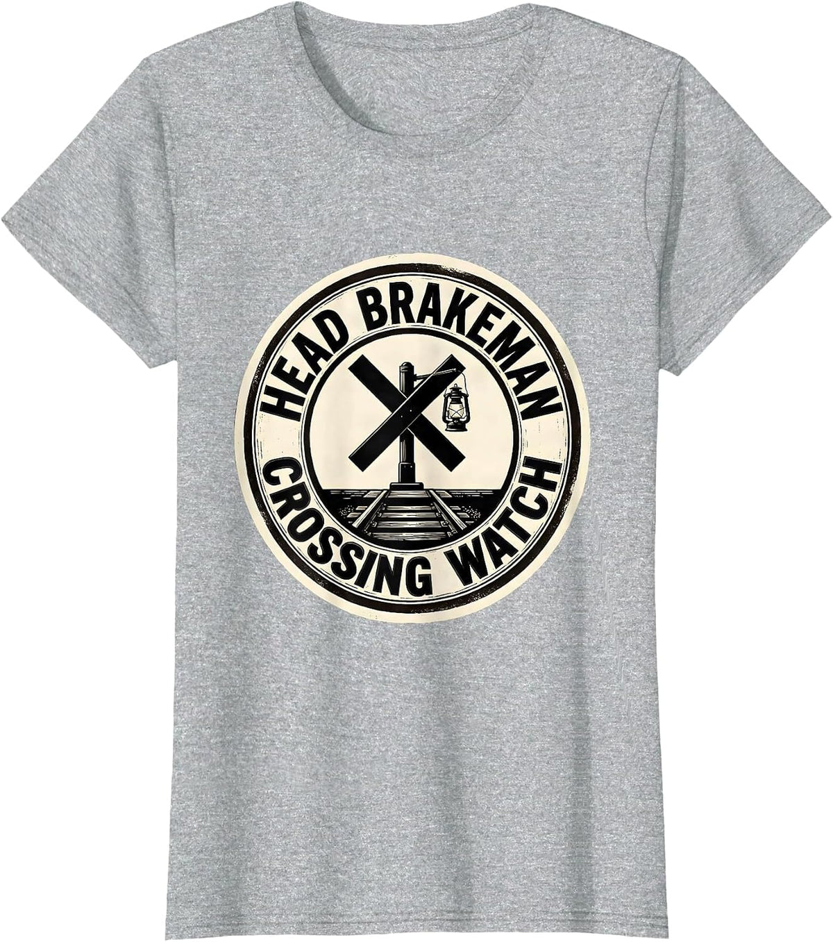 Women's Head Brakeman, Crossing Watch Vintage Steam Train Enthusiast T-Shirt - Heather Grey