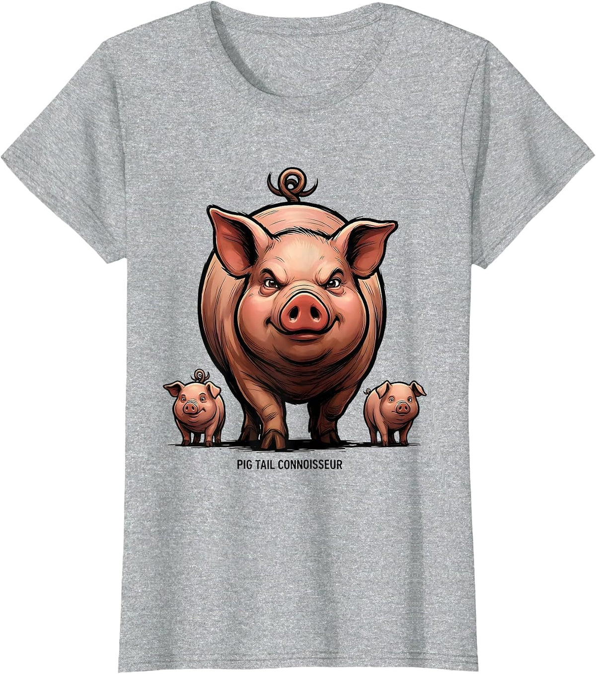 Pig Tail Connoisseur Funny Pig Lover Pet Pig Humor T-Shirt - Heather Grey