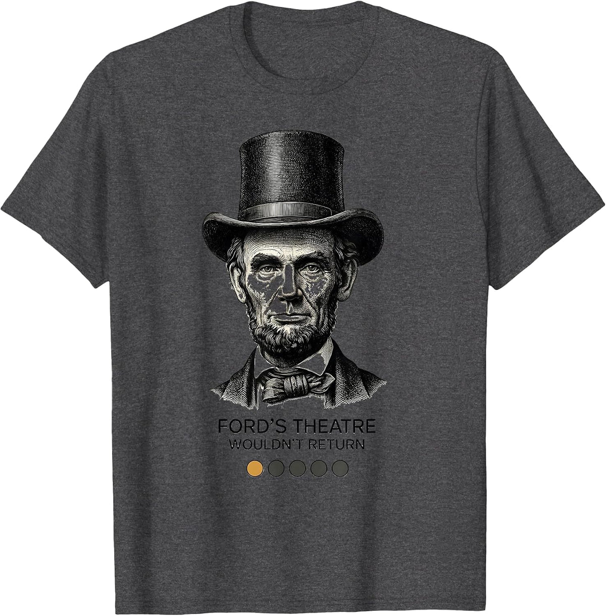 Men's Ford's Theatre: Wouldn't Return Funny History Buff Christmas T-Shirt - Dark Heather Grey