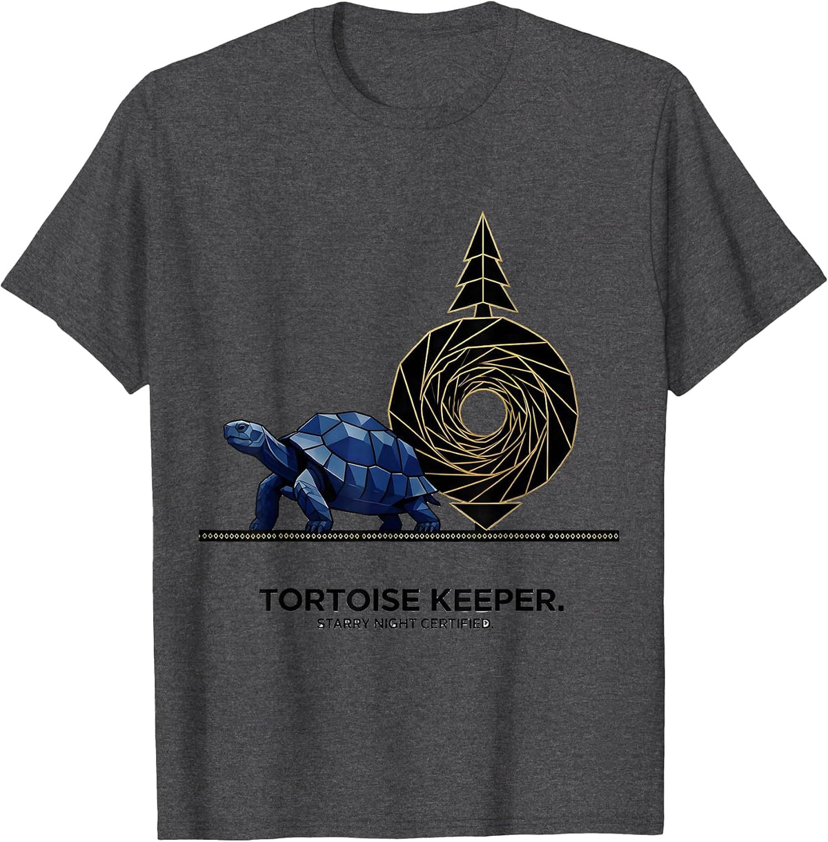 Men's Tortoise Keeper Starry Night Certified Geometric Art Lover T-Shirt - Dark Heather Grey