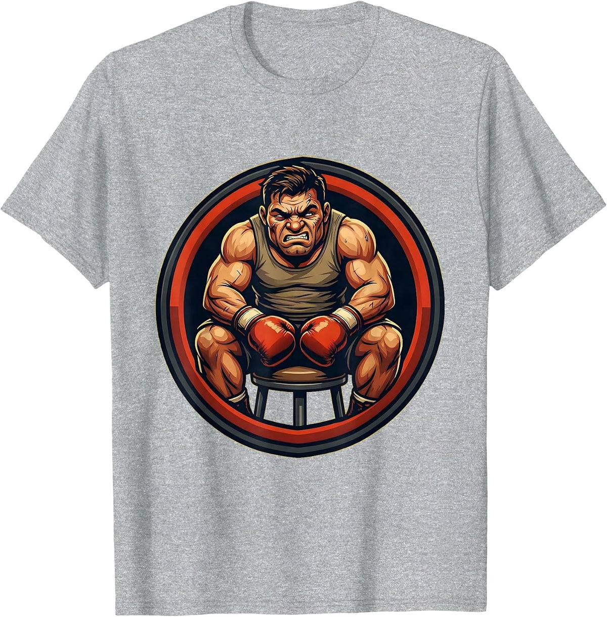 Men's Boxer Corner Stool Between Rounds Graphic T-Shirt - Heather Grey