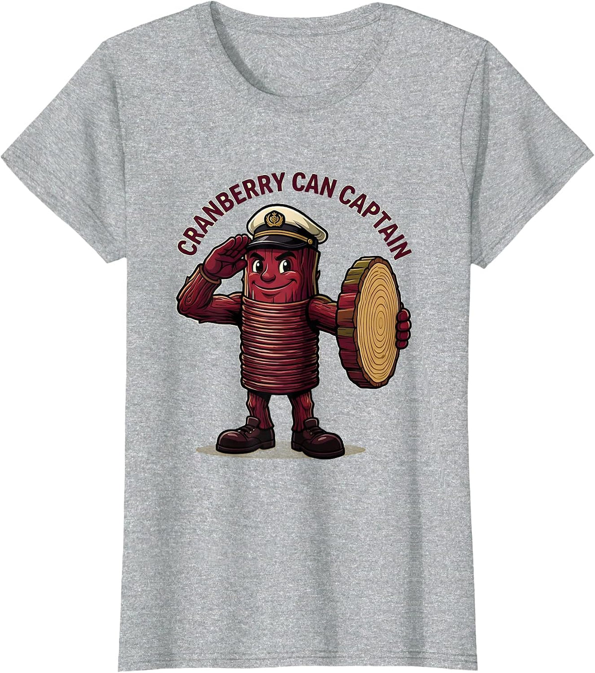 Cranberry Can Captain Funny Thanksgiving Food Matching T-Shirt - Heather Grey