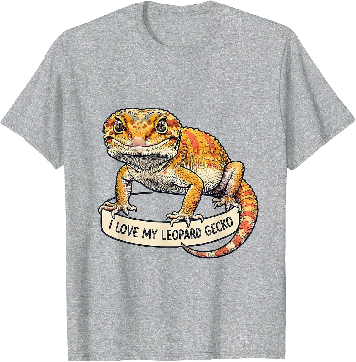 Men's I Love My Leopard Gecko Reptile Lover Herpetology Enthusiast T-Shirt - Heather Grey