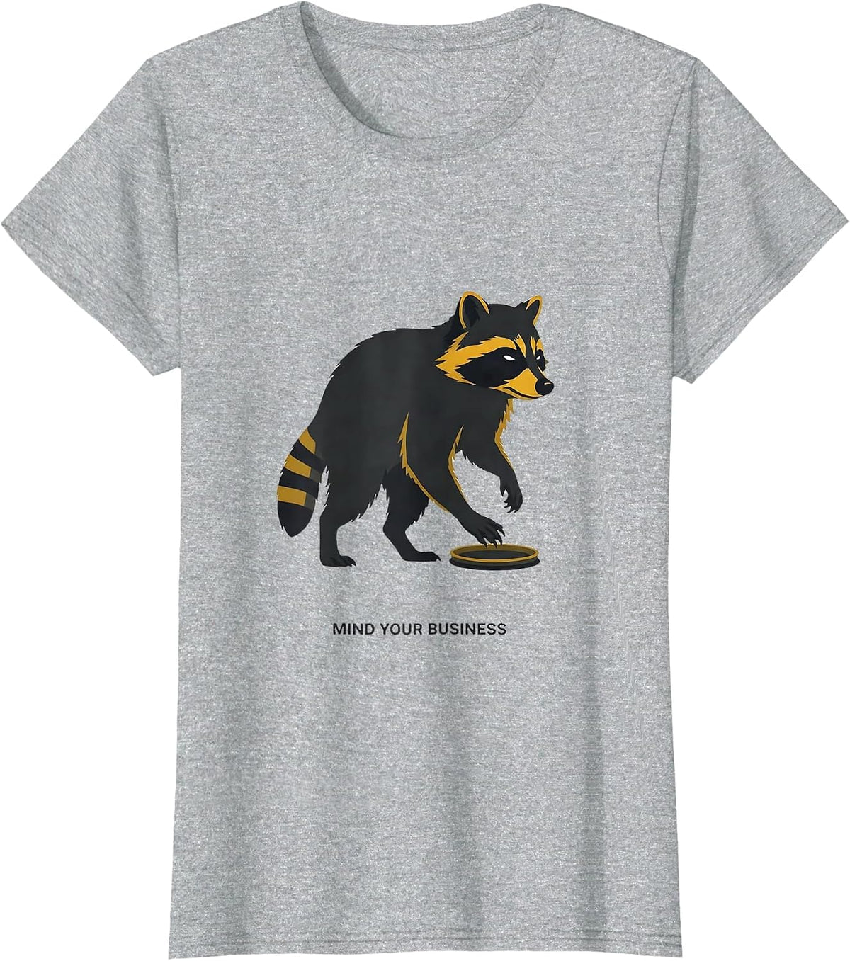 Mind Your Business Funny Raccoon Trash Panda Sarcastic Humor T-Shirt - Heather Grey