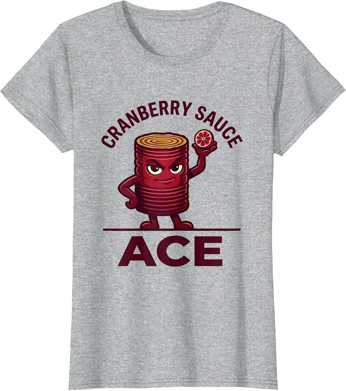 Cranberry Sauce Ace Funny Thanksgiving Food Matching Costume T-Shirt - Heather Grey