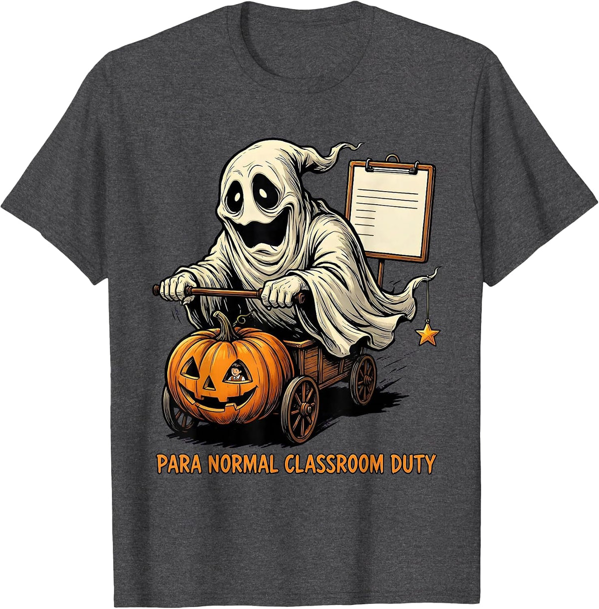 Men's Para Normal Classroom Duty Funny Ghost Paraprofessional T-Shirt - Dark Heather Grey