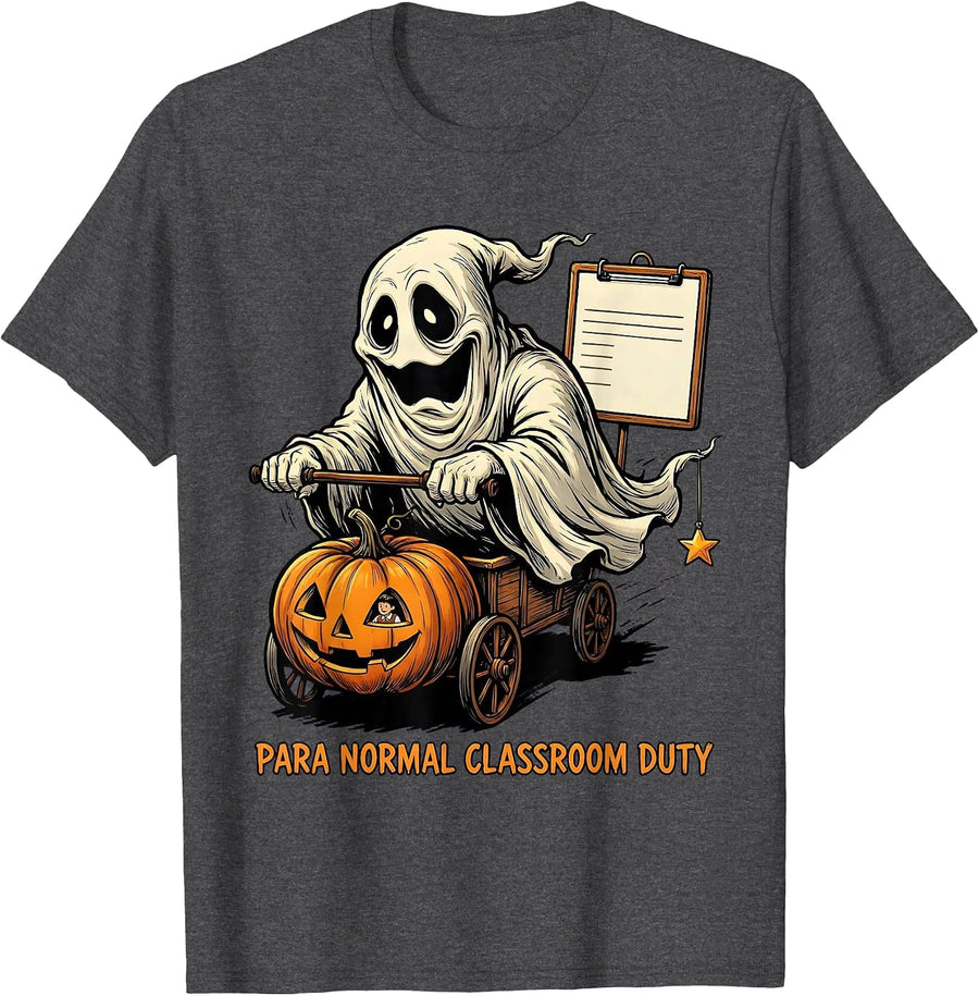 Men's Para Normal Classroom Duty Funny Ghost Paraprofessional T-Shirt - Dark Heather Grey