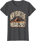 Women's New Year's Eve Vegas 2027 Retro Tourist Souvenir Vacation T-Shirt - Dark Heather Grey