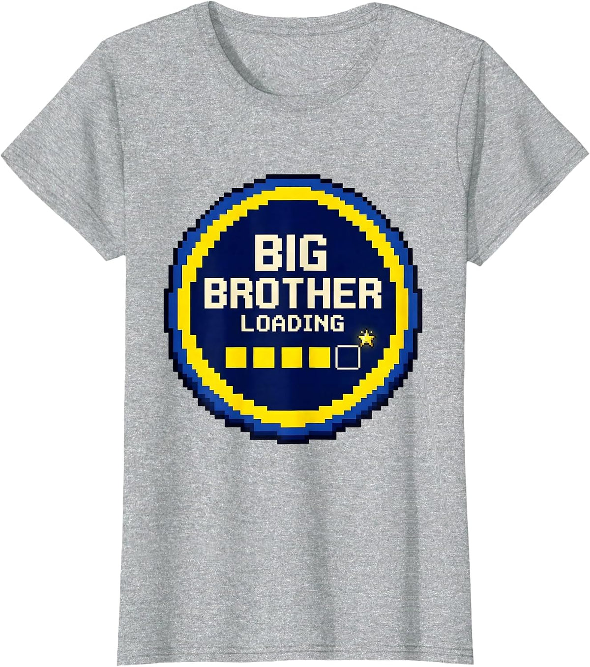Big Brother Loading Pixel Art Funny Sibling Announcement T-Shirt - Heather Grey