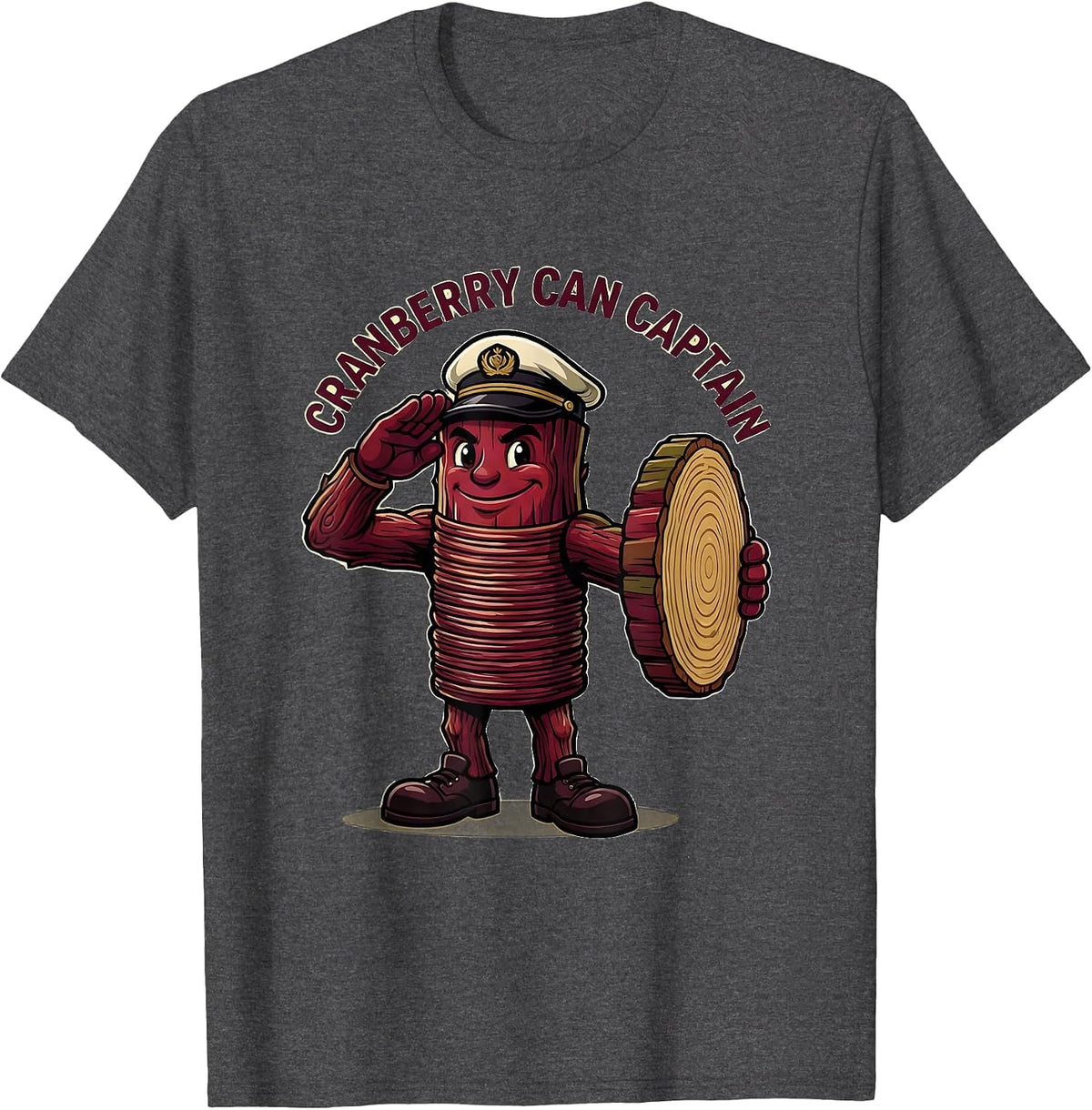 Cranberry Can Captain Funny Thanksgiving Food Matching T-Shirt - Dark Heather Grey