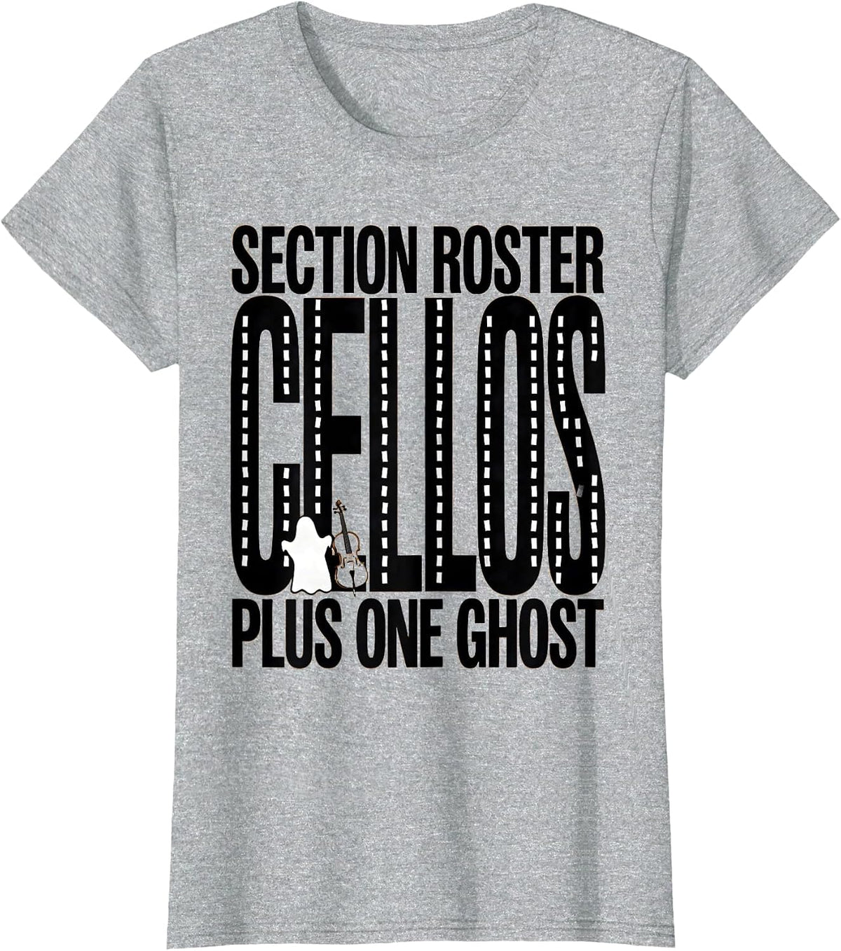 Women's Section Roster Cellos Plus One Ghost Funny Music Teacher T-Shirt - Heather Grey
