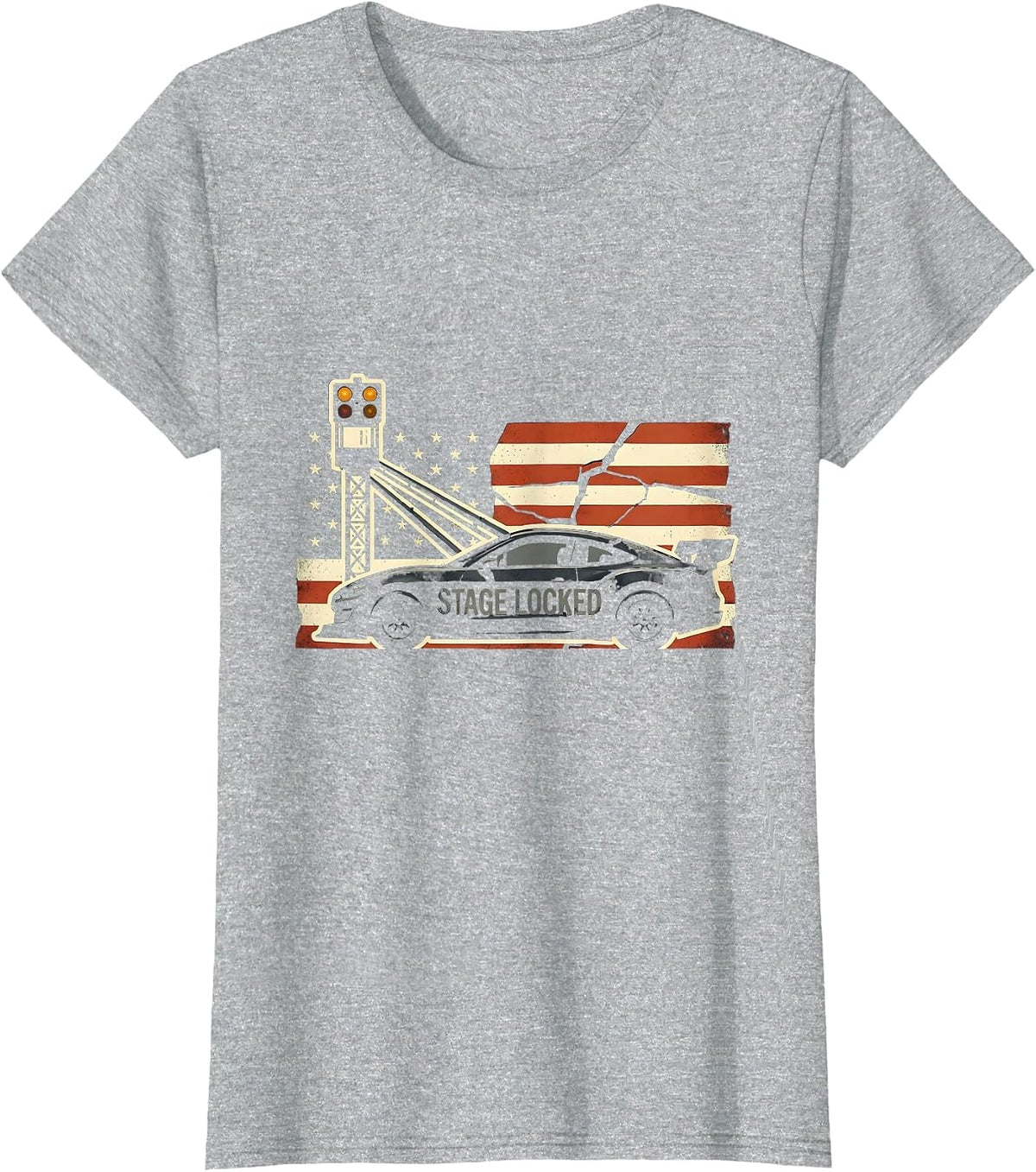 Women's Stage Locked Patriotic RC Car Racing Sprint Car Hobbyist T-Shirt - Heather Grey