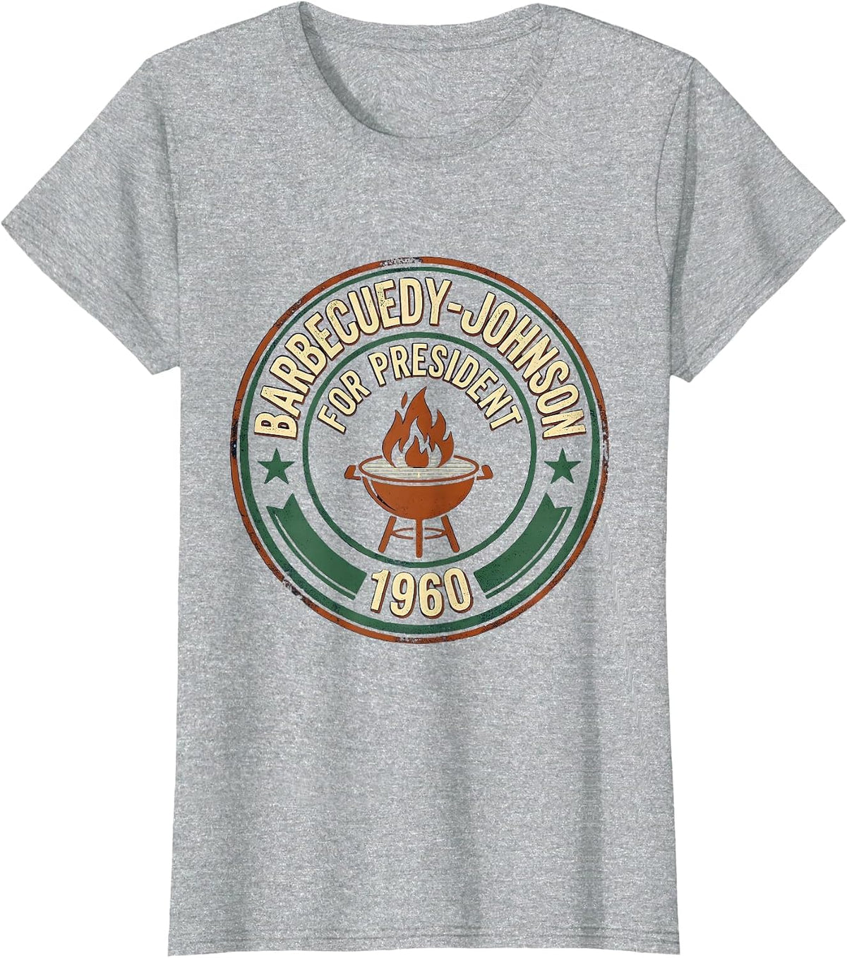 Barbecuedy-Johnson For President 1960 Vintage Retro T-Shirt - Heather Grey
