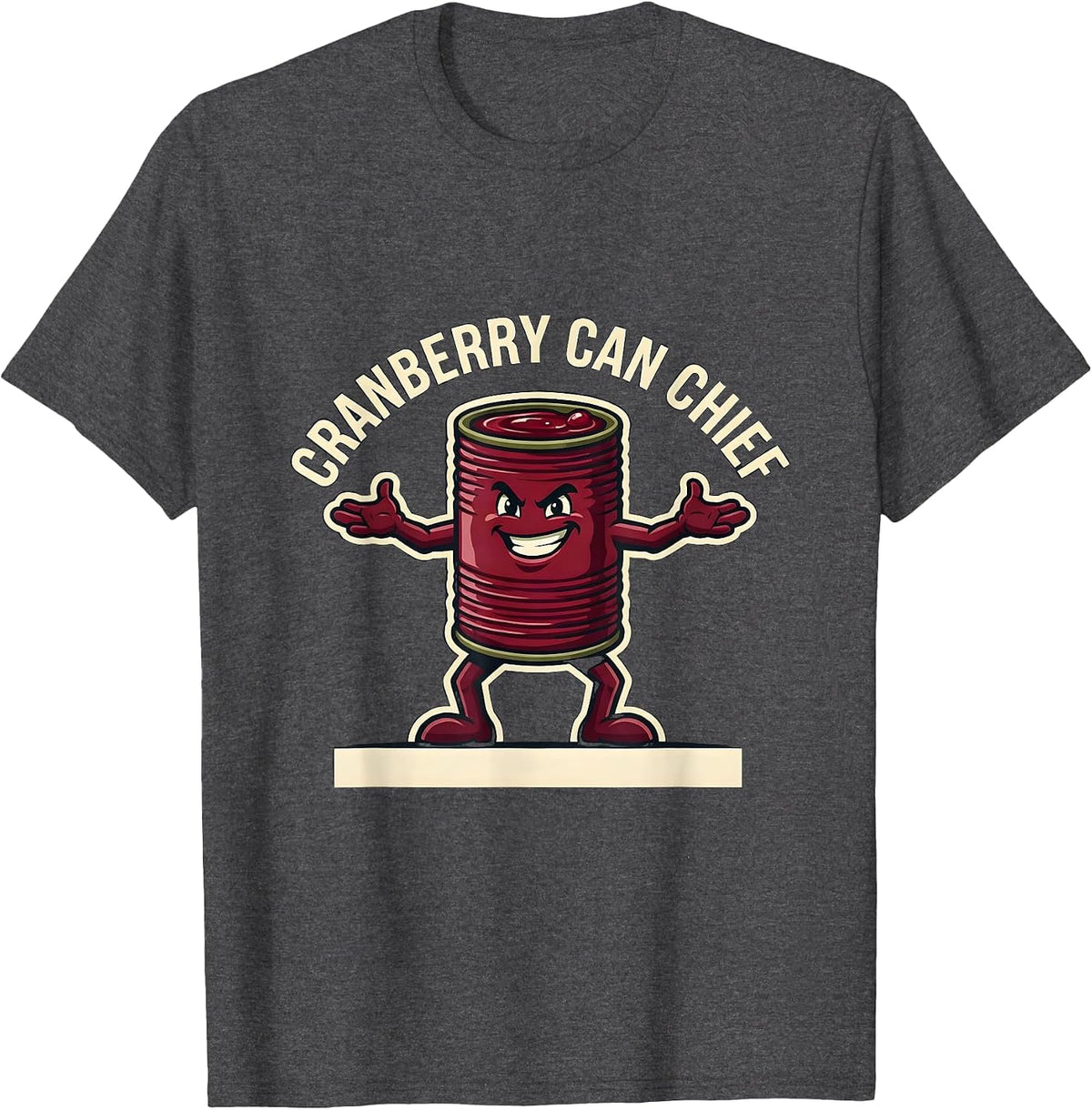 Men's Cranberry Can Chief Funny Thanksgiving Canned Cranberry T-Shirt - Dark Heather Grey