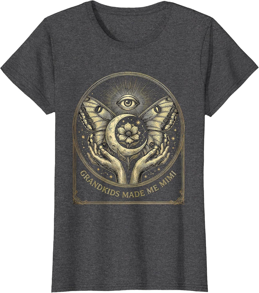 Women's Grandkids Made Me Mimi Grandmother Design T-Shirt - Dark Heather Grey