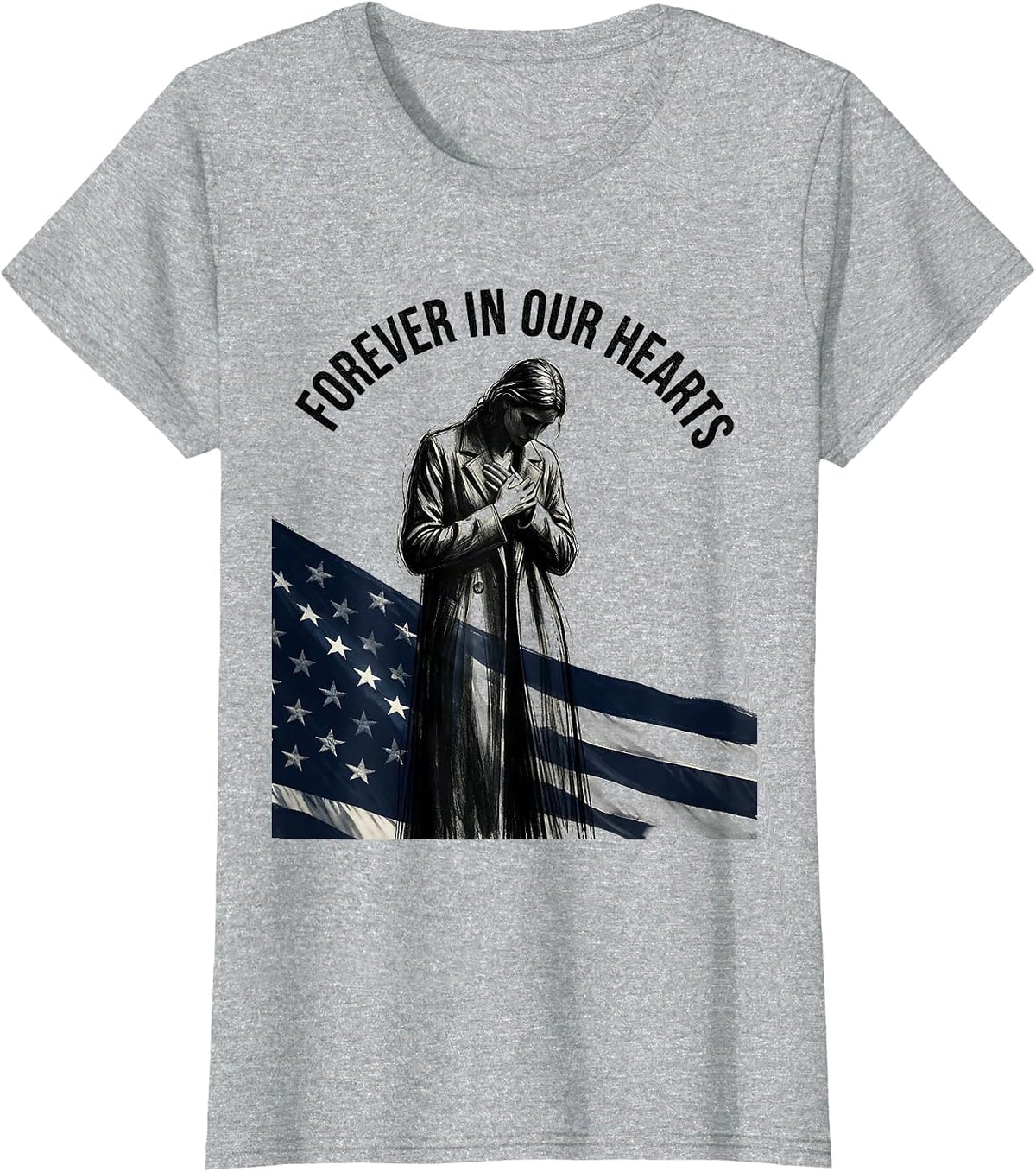 Forever In Our Hearts September 11 Memorial T-Shirt - Heather Grey
