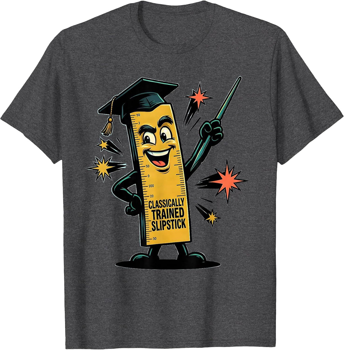 Men's Classically Trained Slipstick Cartoon Retro Math Engineer T-Shirt - Dark Heather Grey
