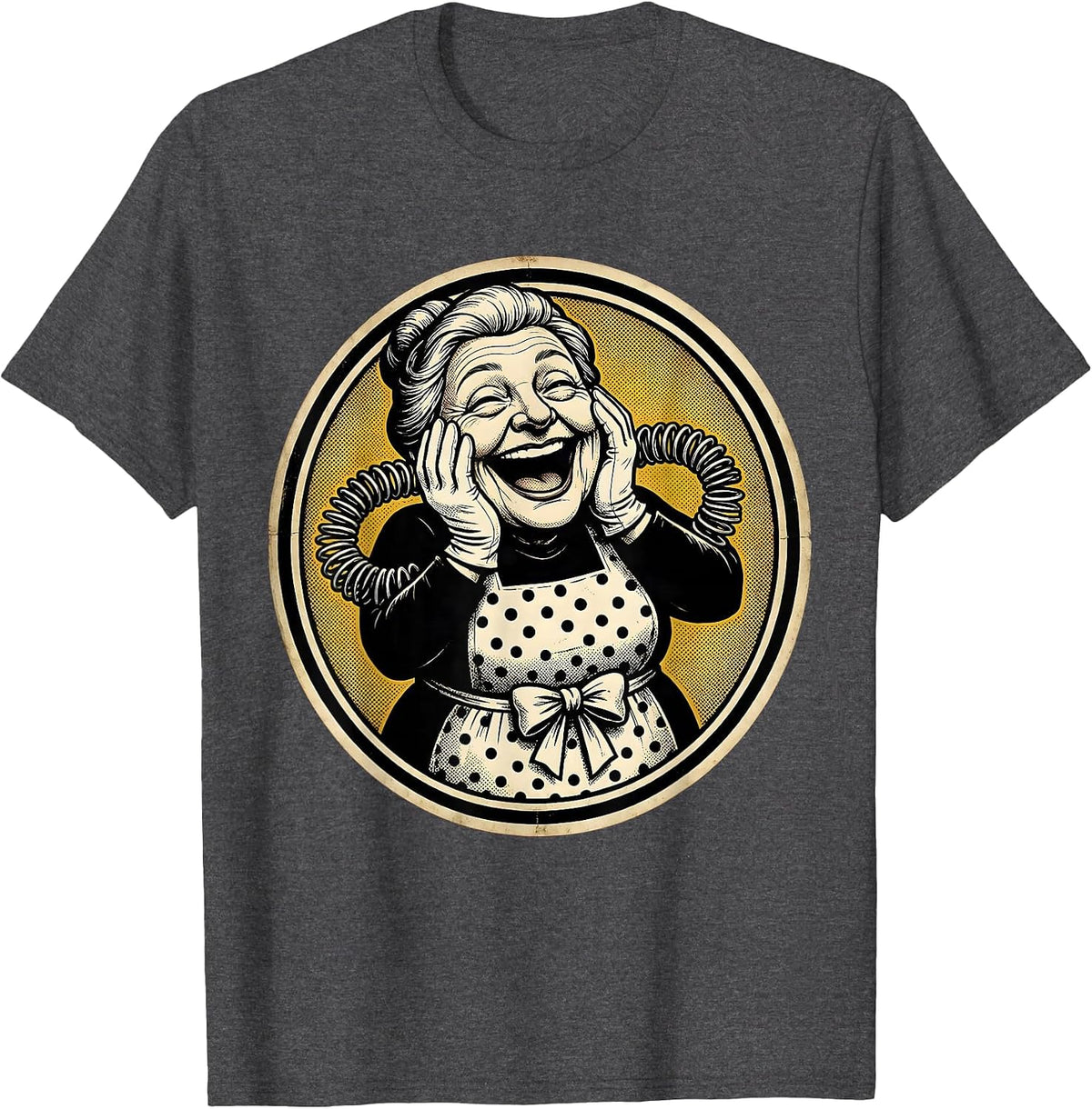 Grandma Laughing Hands On Cheeks Mimi Gift T-Shirt - Dark Heather Grey