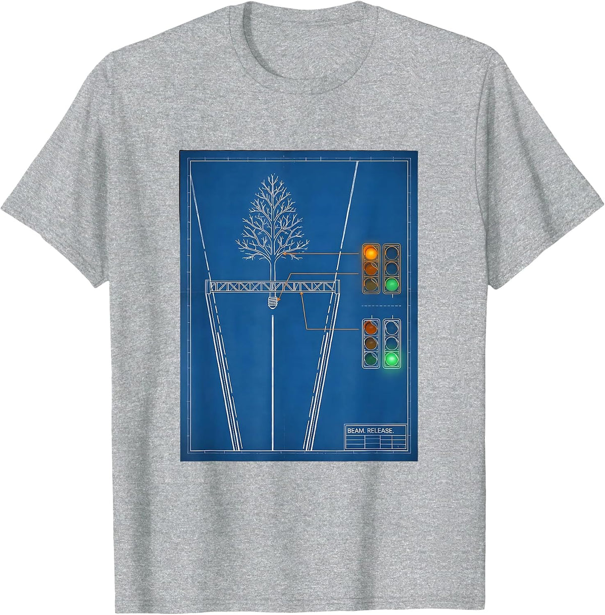 Men's Beam Release Technical Blueprint American Drag Racing RC Car T-Shirt - Heather Grey