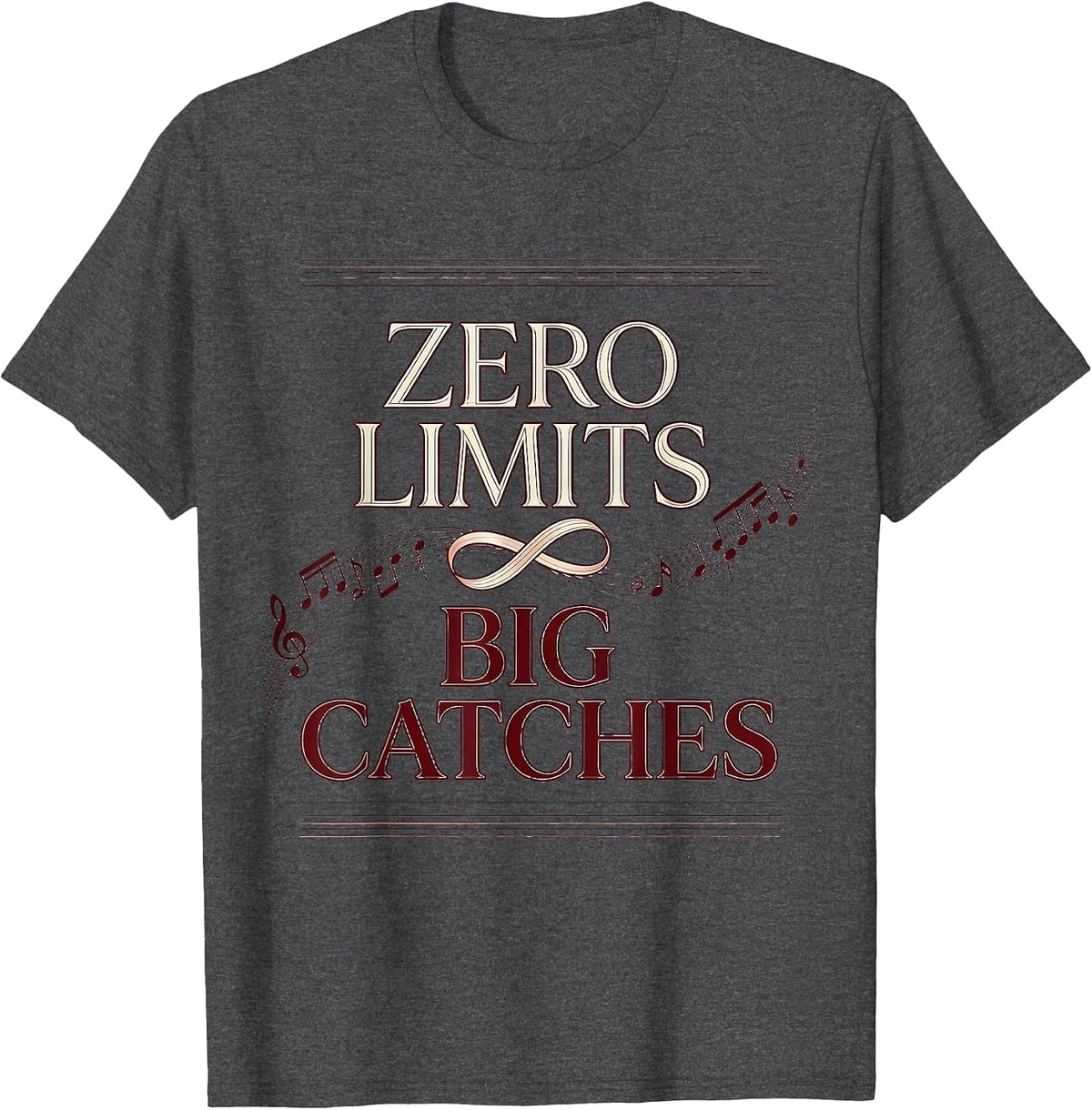 Zero Limits Big Catches Fishing Design T-Shirt - Dark Heather Grey