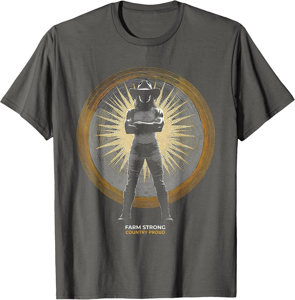 Men's Farm Strong Country Proud Country Women Design T-Shirt - Asphalt Grey