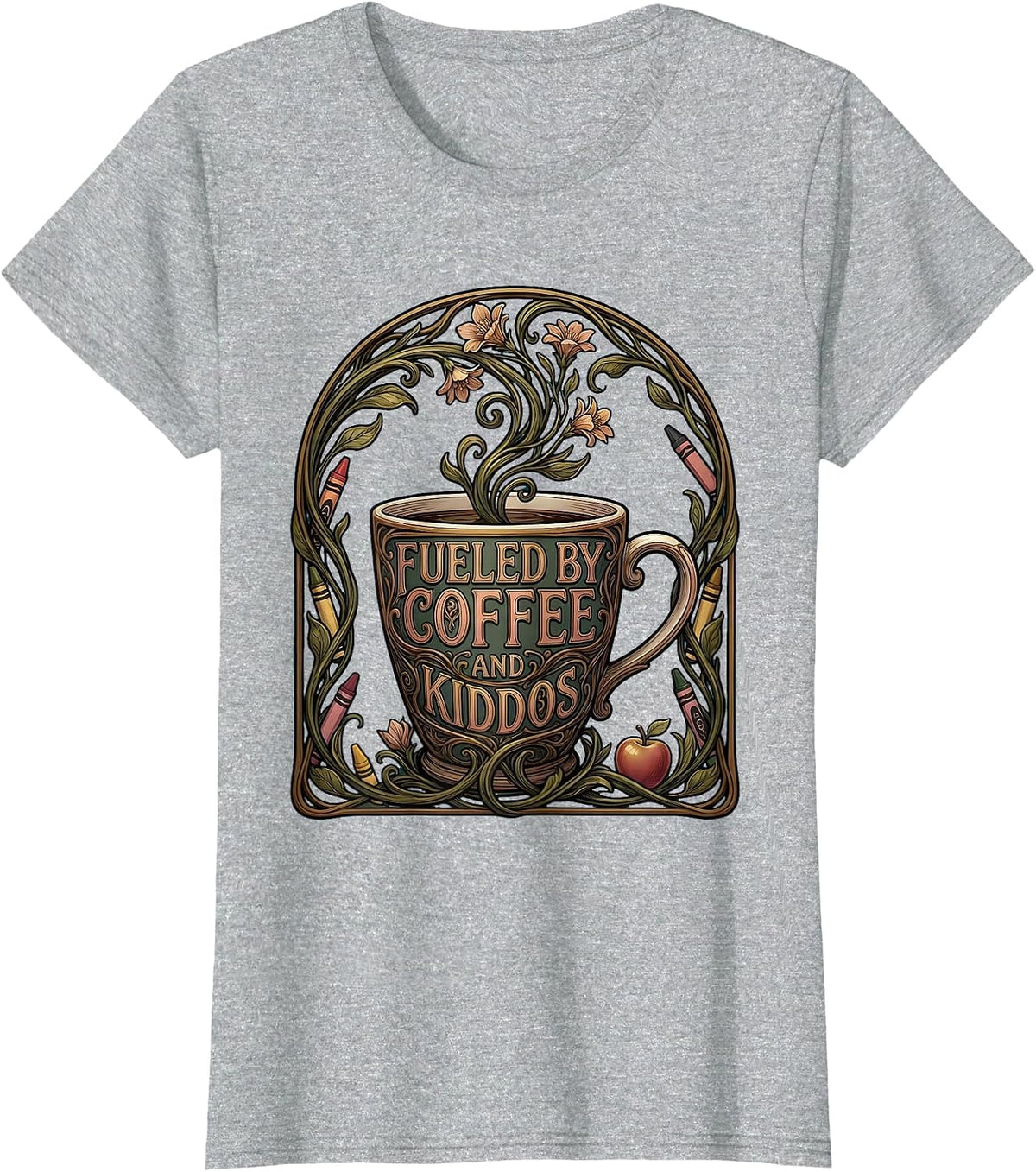Fueled by Coffee and Kiddos Paraprofessional T-Shirt - Heather Grey