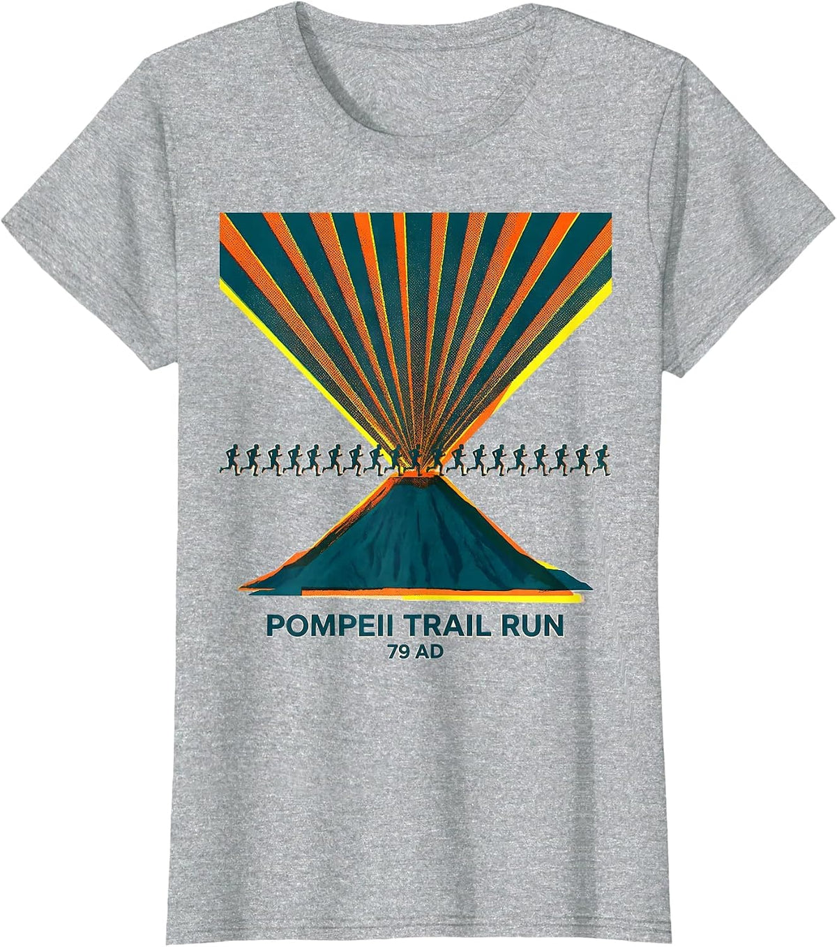 Pompeii Trail Run 79 AD Funny Volcano History Geography T-Shirt - Heather Grey
