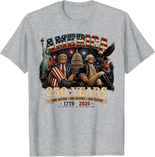250 Years America Anniversary 250th Trump Washington Vintage T-Shirt - Heather Grey