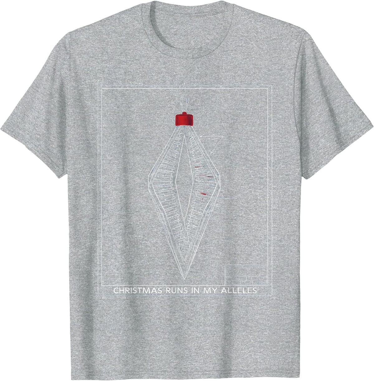 Men's Christmas Runs in My Alleles Technical Blueprint DNA Science T-Shirt - Heather Grey