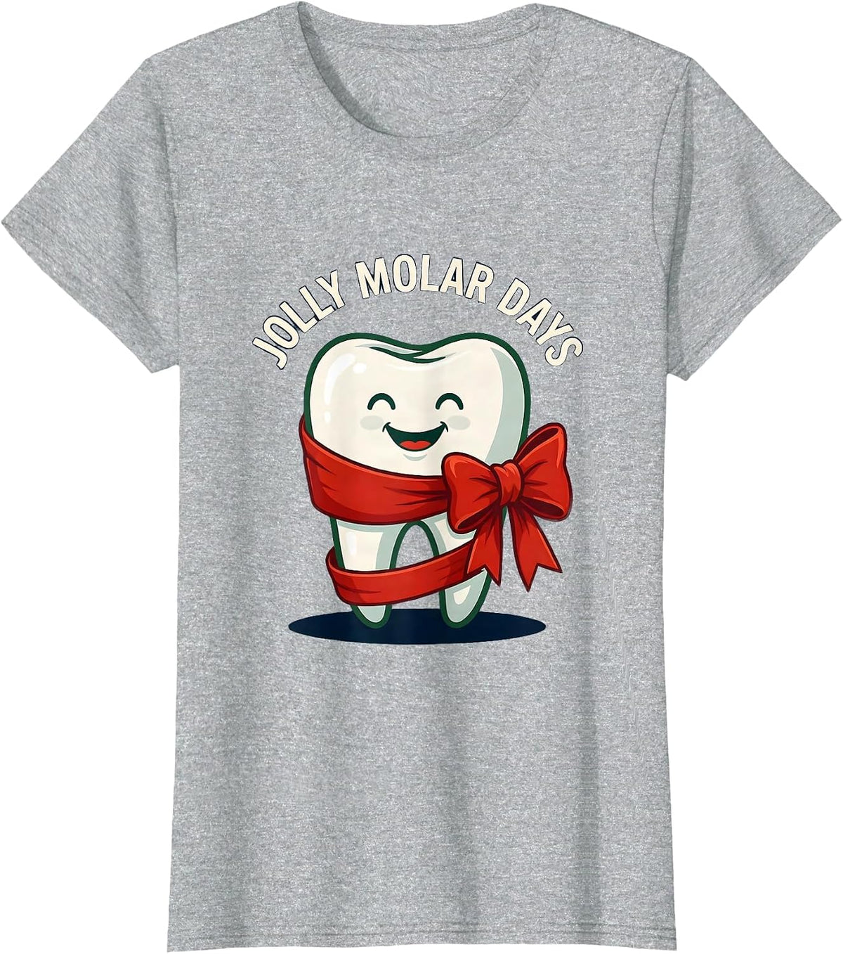 Women's Jolly Molar Days Funny Dental Christmas Dental Staff Crew T-Shirt - Heather Grey