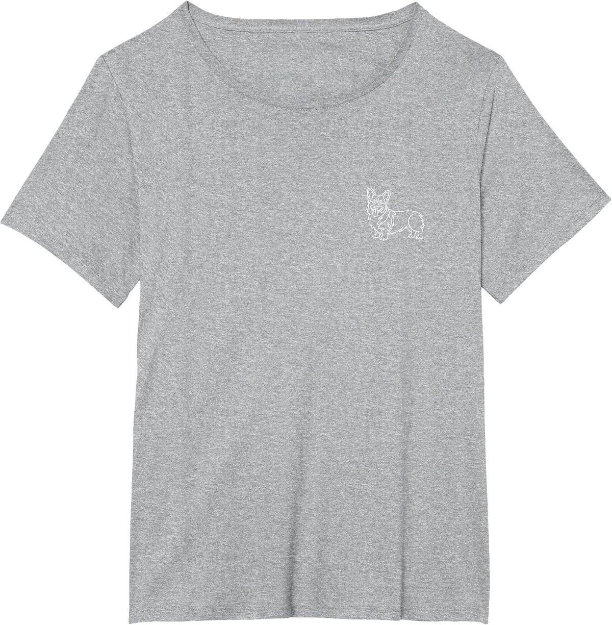 Pembroke Welsh Corgi Minimalist Badge Patch Line Art T-Shirt - Heather Grey