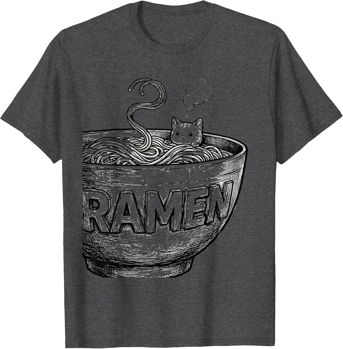 RAMEN Cute Kawaii Cat Anime Ramen Lover Gift T-Shirt - Dark Heather Grey