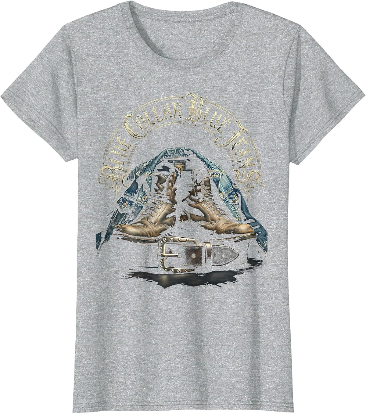 Blue Collar Blue Jeans Hardworking Pride Design T-Shirt - Heather Grey