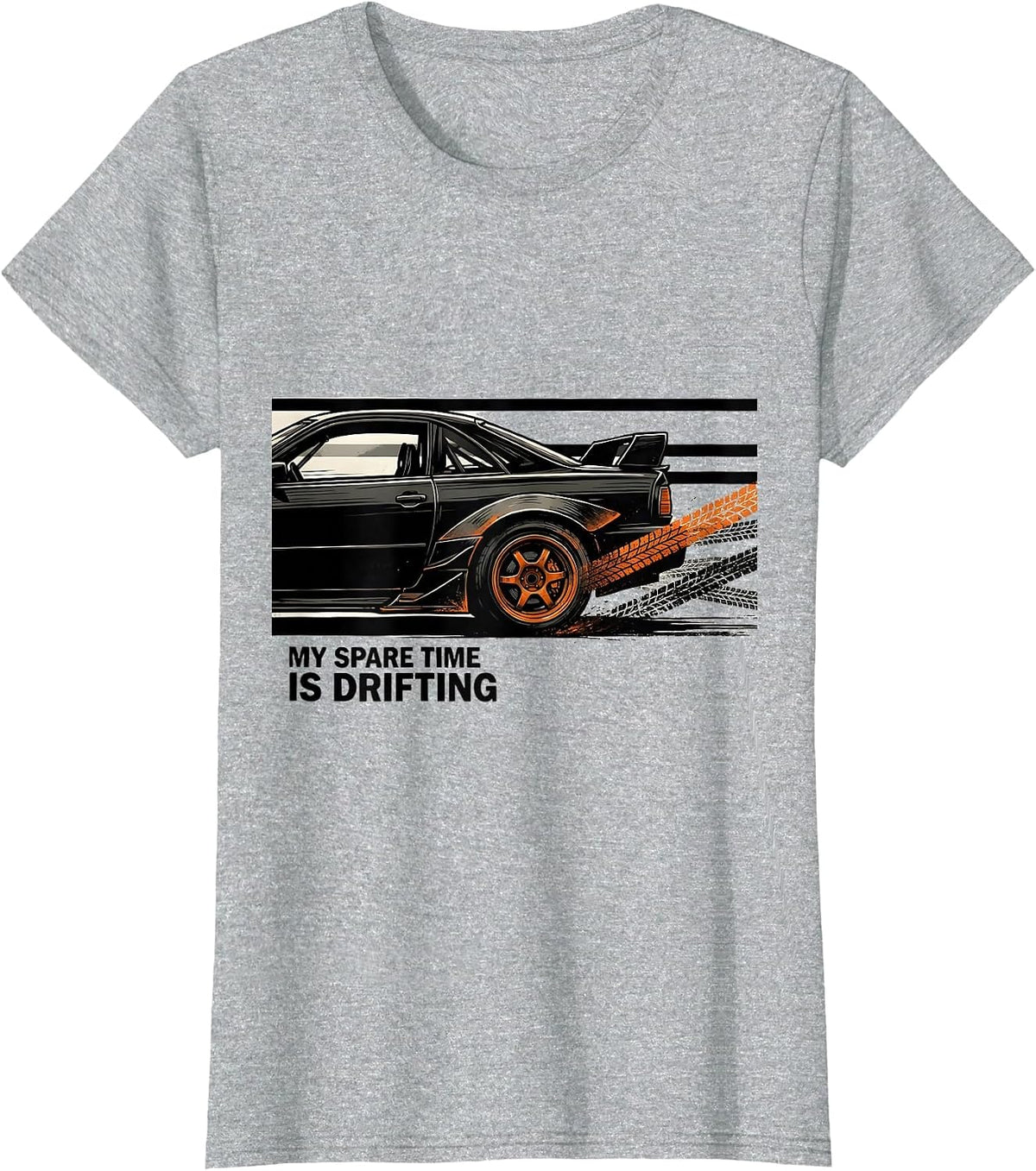 Women's My Spare Time Is Drifting Funny Car Enthusiast Car Lover T-Shirt - Heather Grey