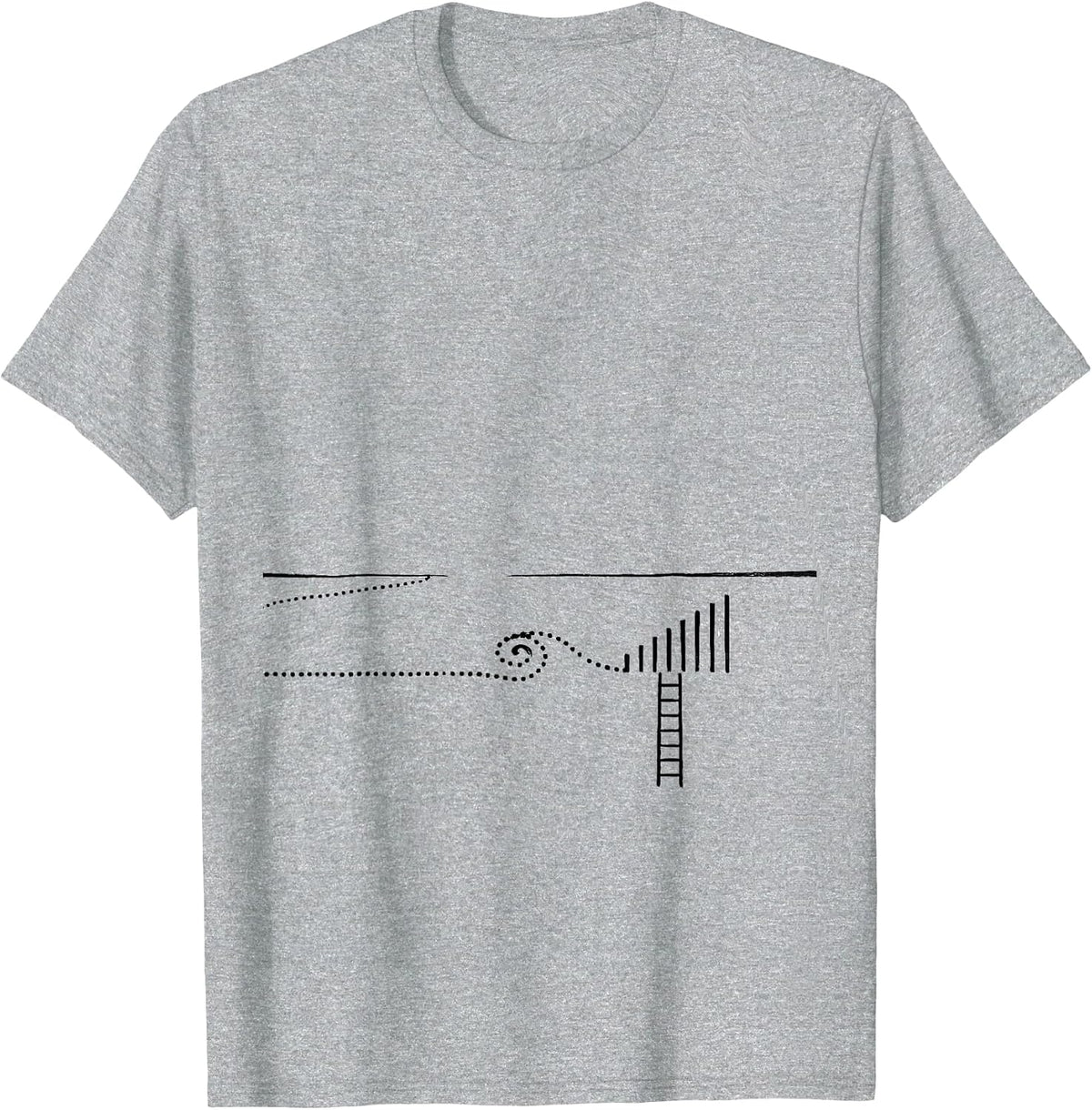 Men's Thin Dotted Route Line Minimalist Storm Chaser Meteorology T-Shirt - Heather Grey