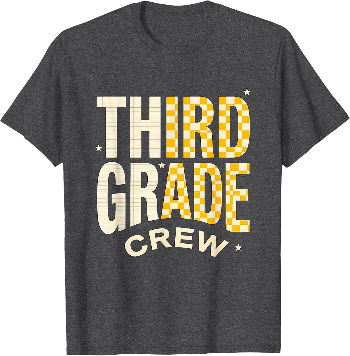 Third Grade Crew Playful Back to School Teacher Student Kids T-Shirt - Dark Heather Grey
