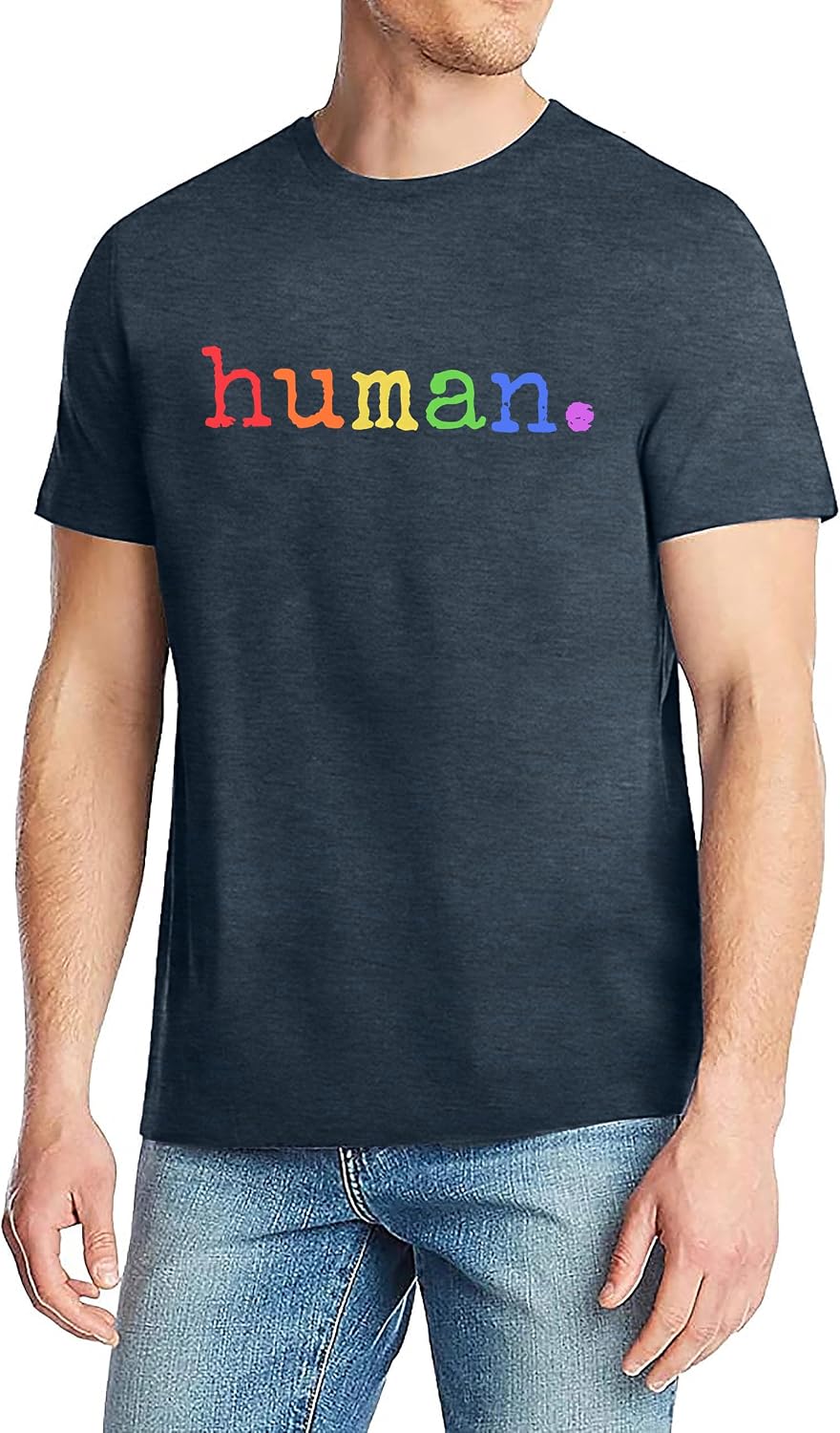Pride Shirts Men: Human LGBTQ T Shirt Gay Pride Month Shirt Rainbow Graphic Tee LGBT Equality Blouse Tops - Grey2