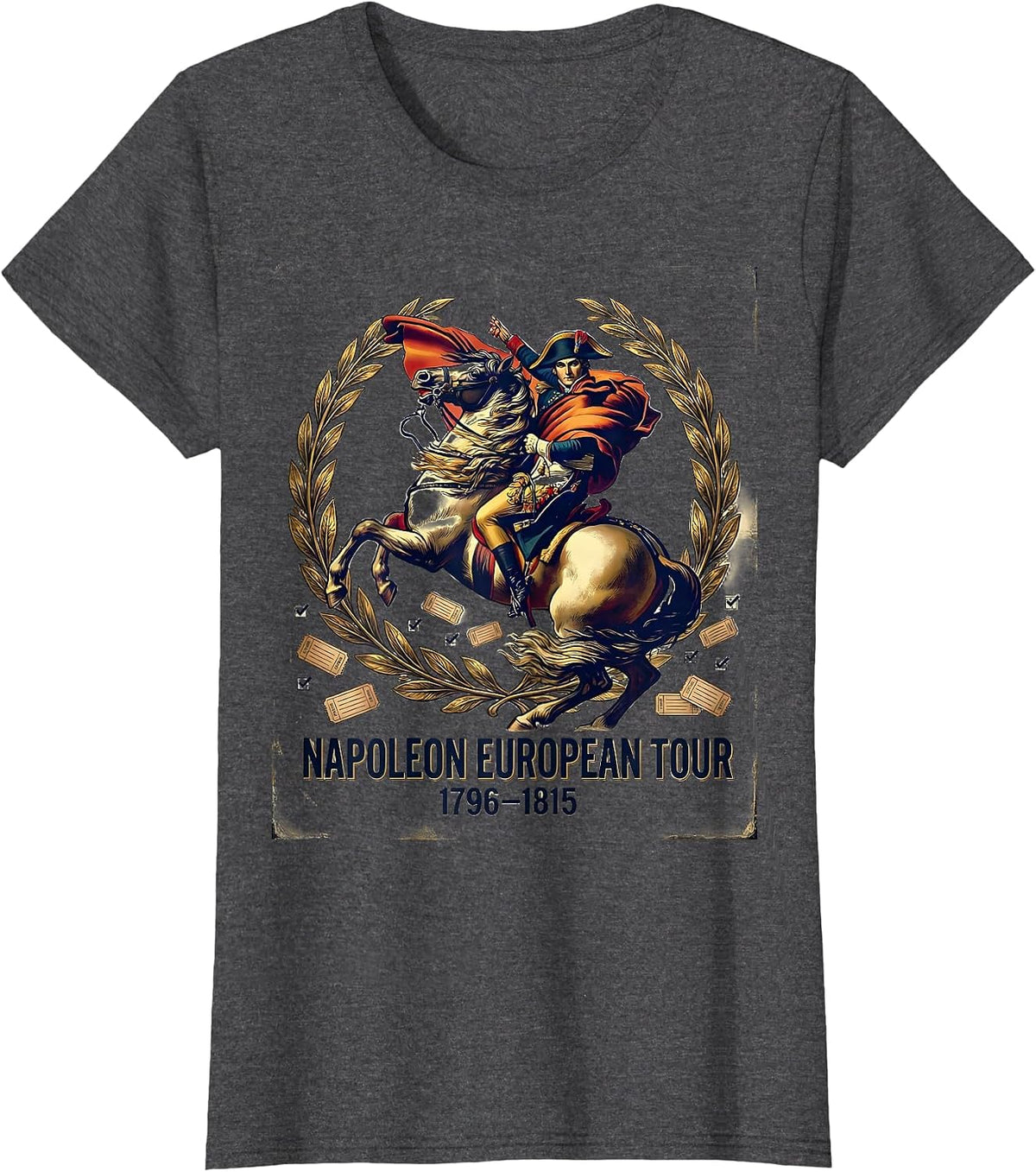 Women's Napoleon European Tour 1796–1815 Vintage Military History T-Shirt - Dark Heather Grey