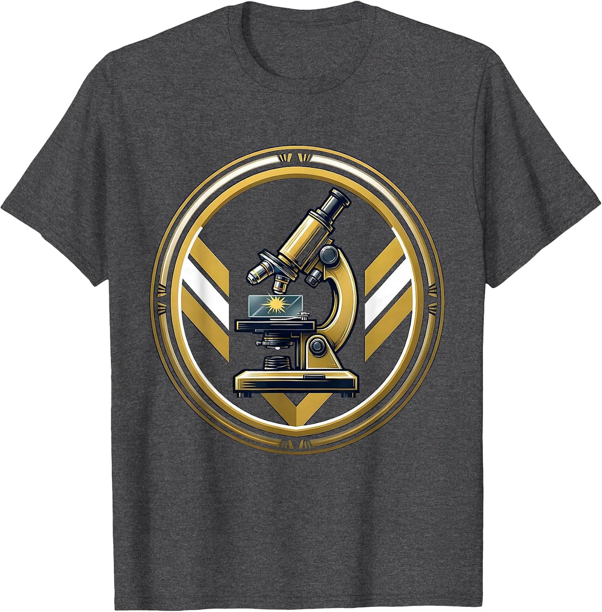 Men's Glowing Microscope Slide Science Illustration T-Shirt - Dark Heather Grey