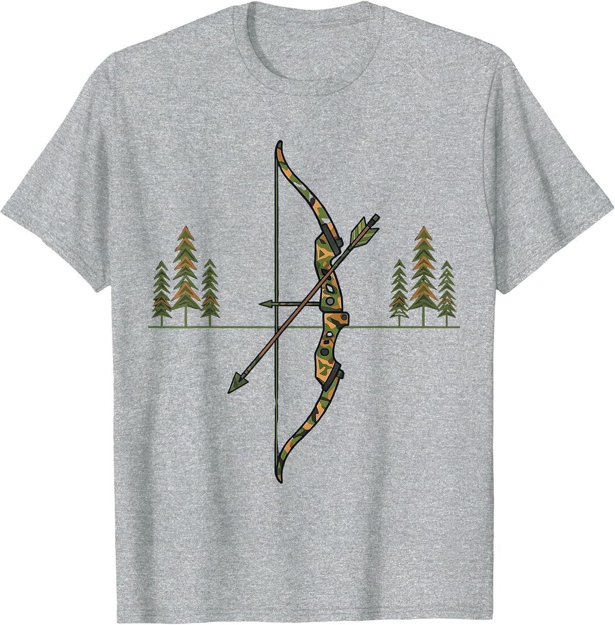 Men's Camo Hunting Bow and Arrow Graphic T-Shirt - Heather Grey
