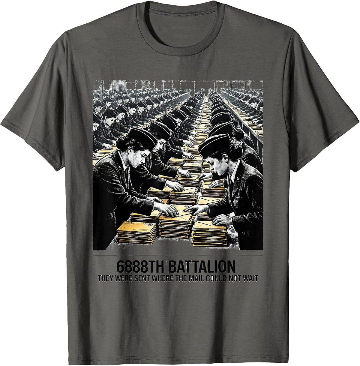 Men's 6888th Battalion WWII Tribute Black Servicewomen T-Shirt - Asphalt Grey