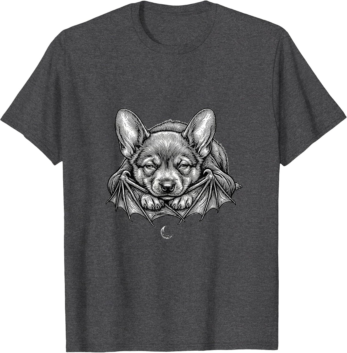 Men's Cute Bat Resting Bat Lover Halloween Nature Humor T-Shirt - Dark Heather Grey