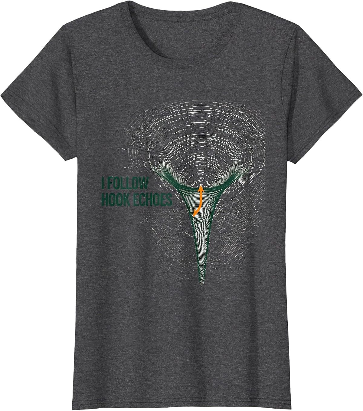 Women's I Follow Hook Echoes Topographic Contour Storm Chaser T-Shirt - Dark Heather Grey