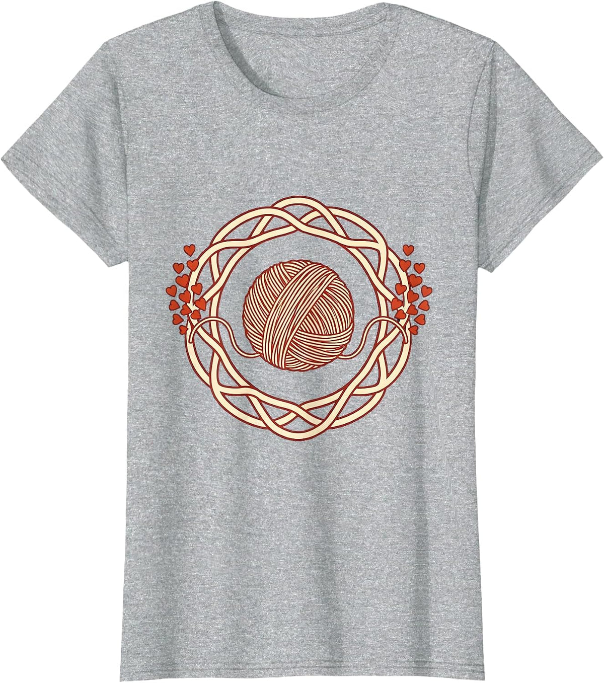 Women's Kindergarten Teacher Yarn Heart Graphic T-Shirt - Heather Grey