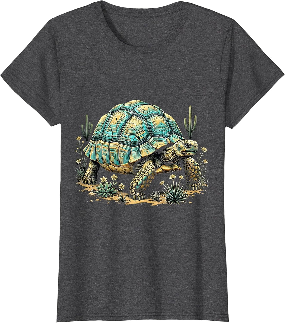 Women's Desert Tortoise Turquoise Shell Western Design T-Shirt - Dark Heather Grey