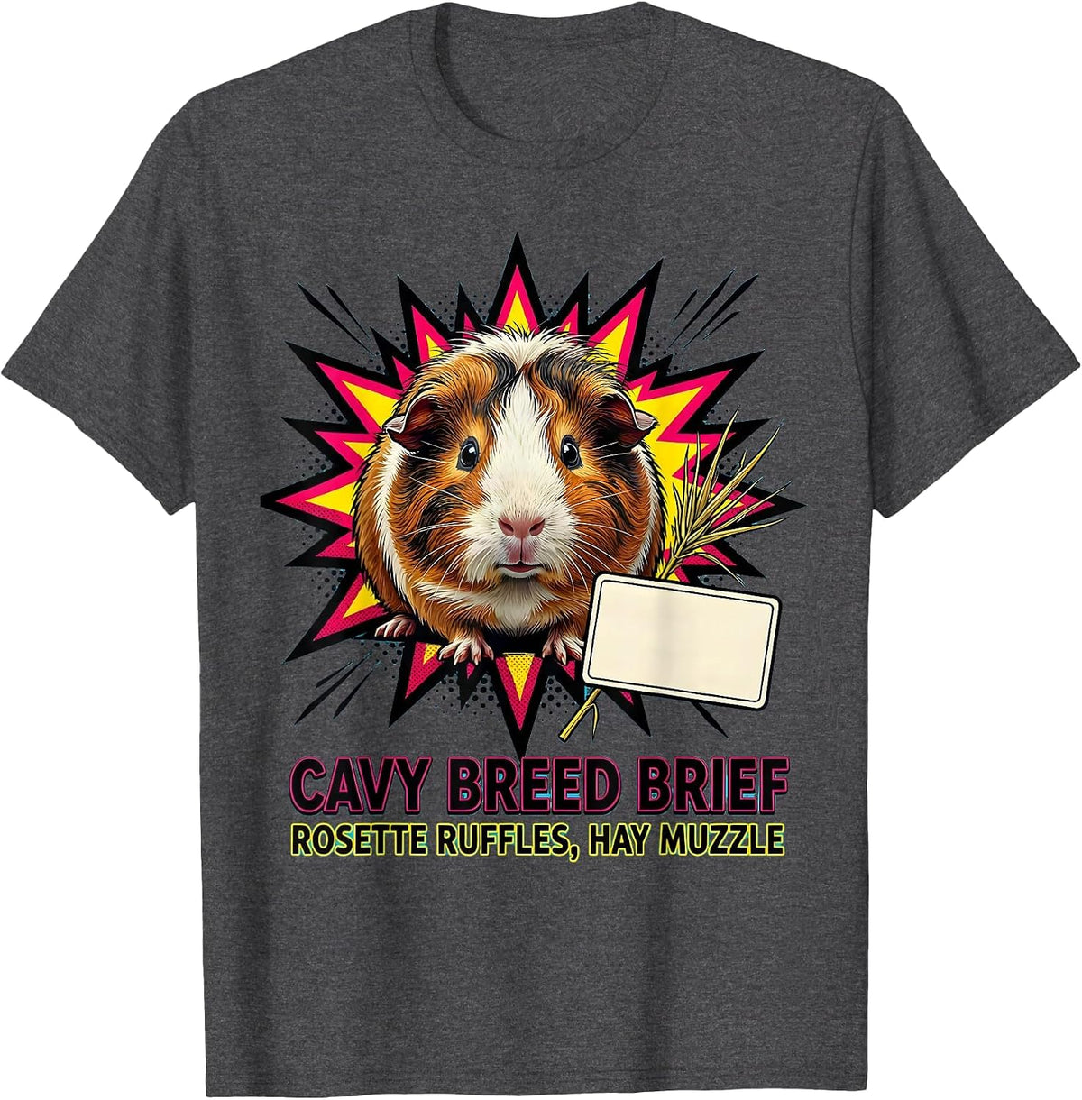 Men's Cavy Breed Brief Rosette Ruffles Hay Muzzle Funny T-Shirt - Dark Heather Grey