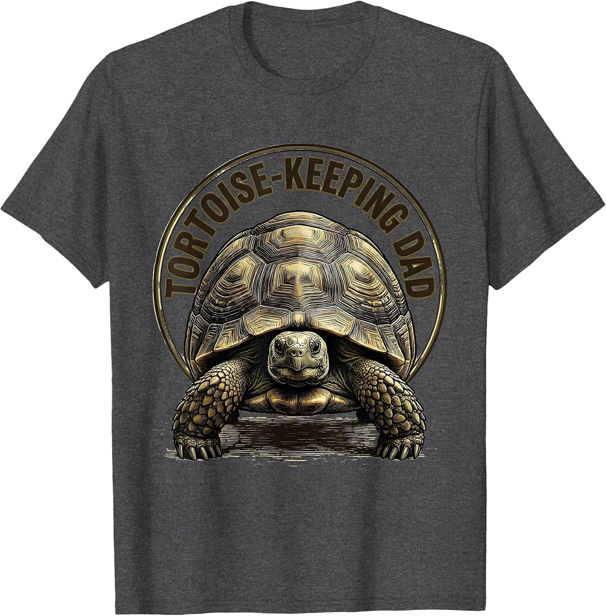 Men's Tortoise-Keeping Dad Funny Dad Pet Lover Gift T-Shirt - Dark Heather Grey