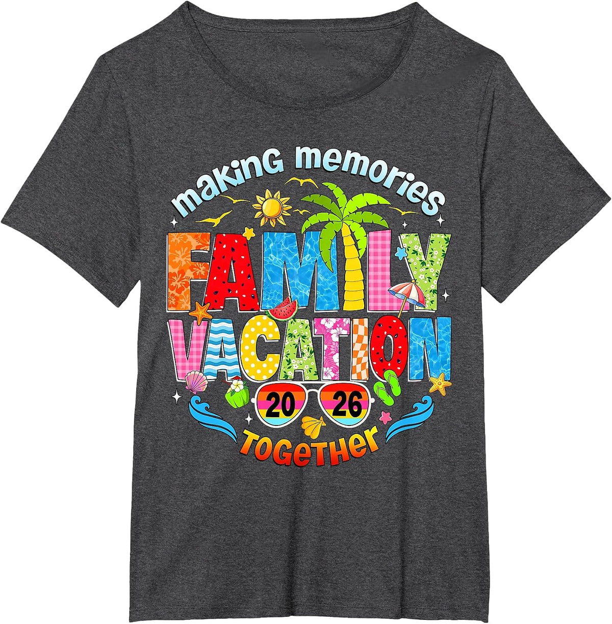 Family Vacation 2026 Summer Beach Matching Family Men Women T-Shirt - Dark Heather Grey